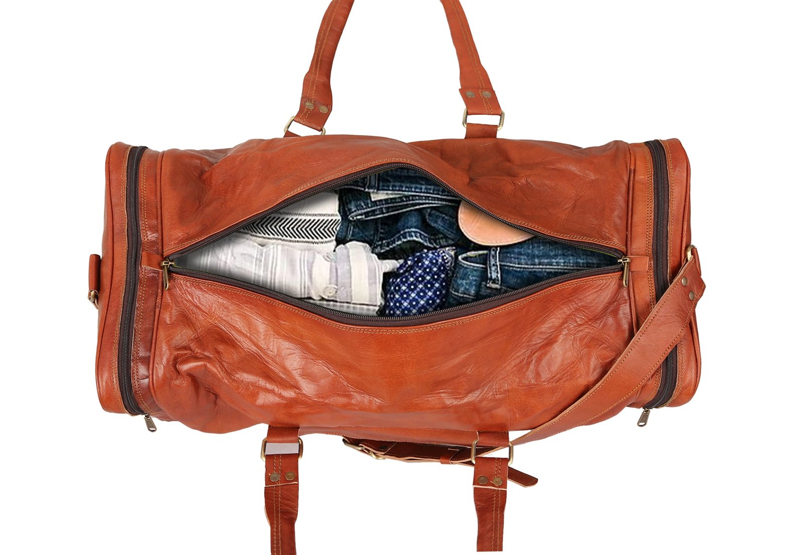 Leather Square Travel Duffle Bag